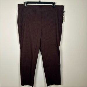 Anne Klein Chocolate Brown Textured Dress Pants-Office/Evening Slim Ankle-XXL